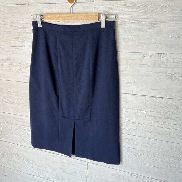 Pendleton Skirt Womens Size 2 Navy Blue Virgin Wool Blend Business Modern - Picture 8 of 14